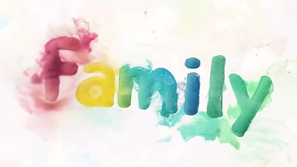Poster - Vibrant Hand-Painted Family Letters on Soft Background Generative AI