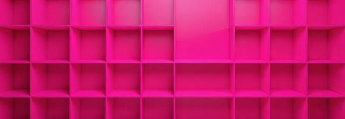 Poster - pink shelves background,a grid of pink cubes, each with a uniform, uniform color, arranged in a pattern that fills the entire frame