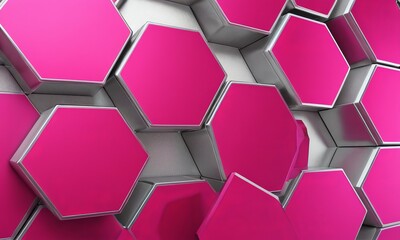 Leinwandbilder - 3d pink hexagons background