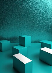 Aufkleber - group cubes in blue room