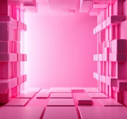 Leinwandbilder - pink cubes in room with light coming from the center