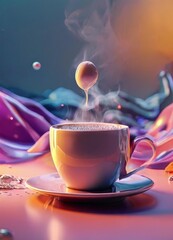 Aufkleber - cup coffee with spoon and