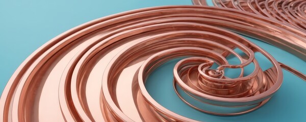 Leinwandbilder - copper spirals on blue background