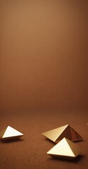 Poster - three gold paper airplanes on brown background
