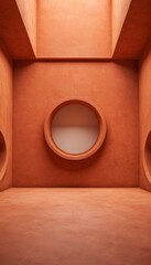 Aufkleber - room with round window and wall