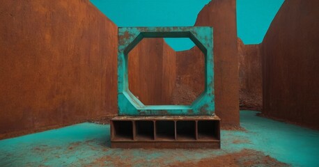 Aufkleber - blue and green mirror in abandoned building