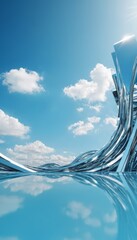 Poster - blue sky with clouds and water