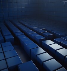 Poster - 3d blue cubes background