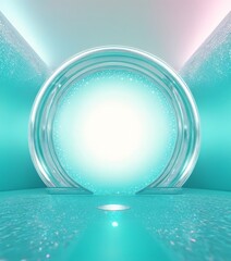 Poster - blue and pink background with circular light