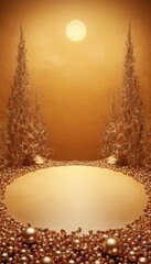 Leinwandbilder - christmas background with golden balls and firs