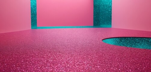Poster - pink and green glitter room with floor