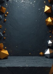 Leinwandbilder - black and gold background with lot triangles