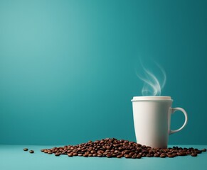 Poster - cup coffee with steam rising out it