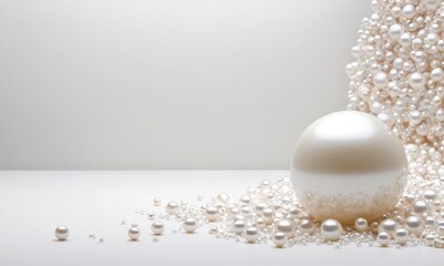 Leinwandbilder - white pearl ball surrounded by pearls