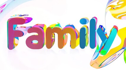 Poster - Colorful Family Word Art With Vibrant Abstract Background Generative AI