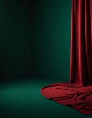 Aufkleber - red curtain is open in dark room