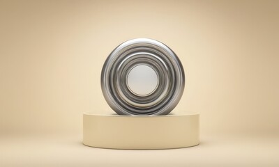 Poster - silver and white sculpture with circular design