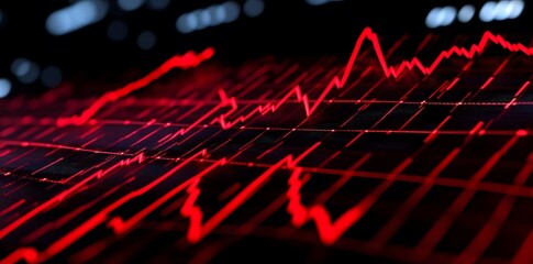 Poster - Red Stock Market Graph Close-up