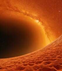 Aufkleber - black hole in the center red planet