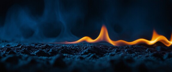 Poster - close up fire with blue flames