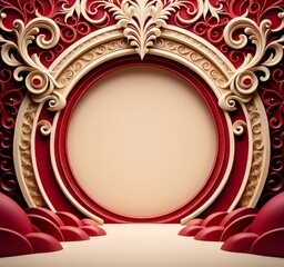 Poster - red and white frame with flower