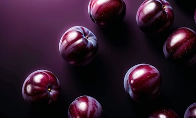 Fototapete - plums on purple background