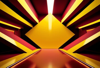Leinwandbilder - yellow and red tunnel with black white stripe
