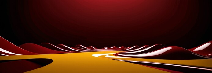 Poster - red and yellow background with line