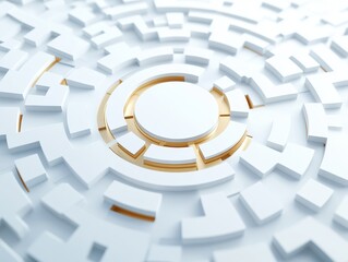 Aufkleber - Abstract geometric ing with concentric circular white patterns and gold accents, creating a modern and futuristic design.