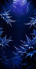 Poster - dark blue background with leaves and bright moon