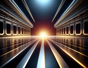 Poster - long corridor with bright light at the end