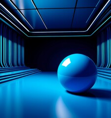 Poster - blue ball in dark room