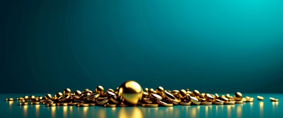 Poster - gold coins on blue background