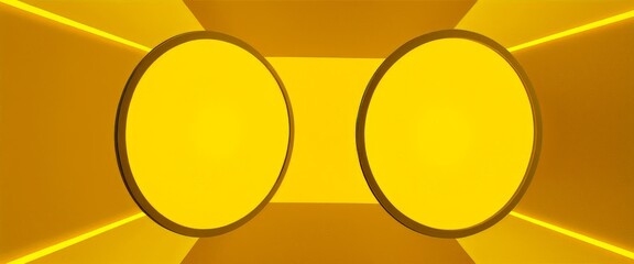 Poster - two oval mirrors in yellow room
