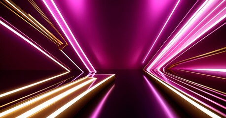 Poster - tunnel with light streaks and pink background