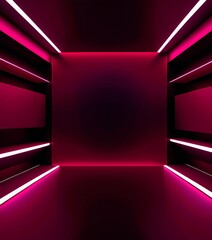 Aufkleber - dark room with red lights and wall