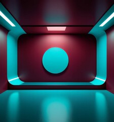 Poster - room with blue circle in the middle