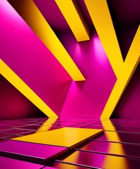 Fototapete - pink and yellow abstract background with black line