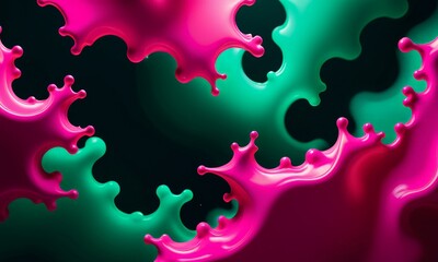 Poster - heart shaped abstract background with pink and green colors