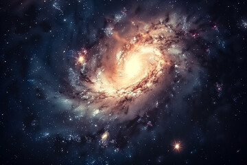 Wall Mural - spiral galaxy and stars on space