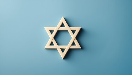 3d minimalist star of david symbol hanukkah festival celebration holiday season on blue background.