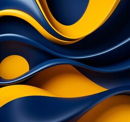 Poster - blue and yellow wave with center