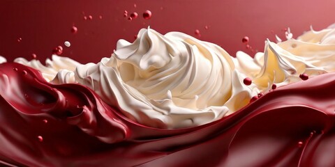 Poster - red and white liquid splashing on surface