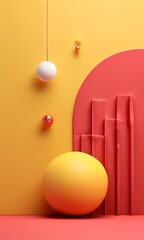 Poster - yellow and red wall with sphere