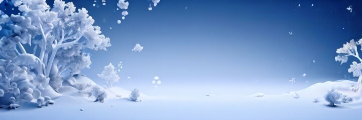 Poster - blue background with snow and trees