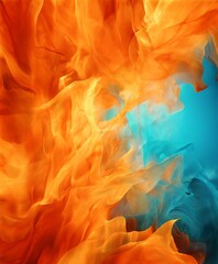 Poster - blue and orange background with lot fire