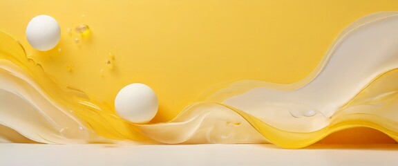 Poster - yellow background with white eggs and splash liquid