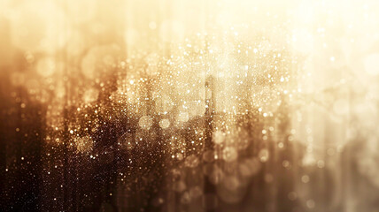 Wall Mural - A shimmering display of golden light and sparkling particles in a soft, blurred background