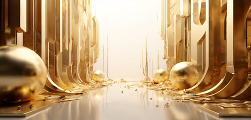 Poster - gold and white room with large mirror