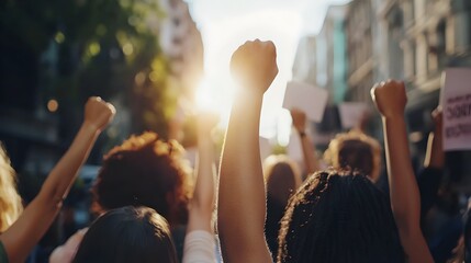 Activists Holding Hands in Solidarity for Powerful Social Change Message